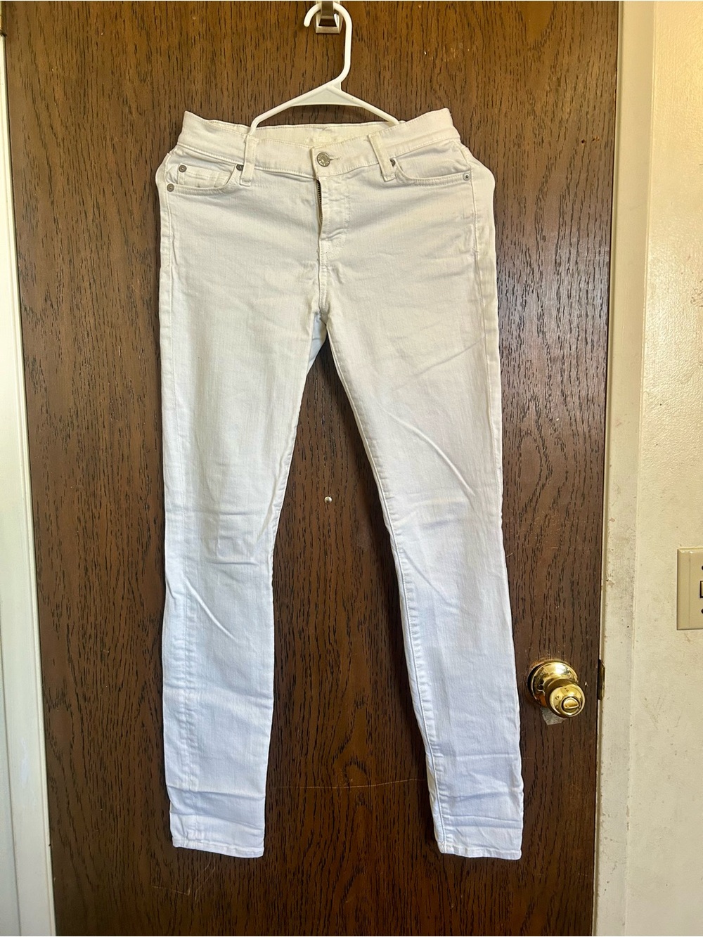 7 For All Mankind White Skinny Jeans A14